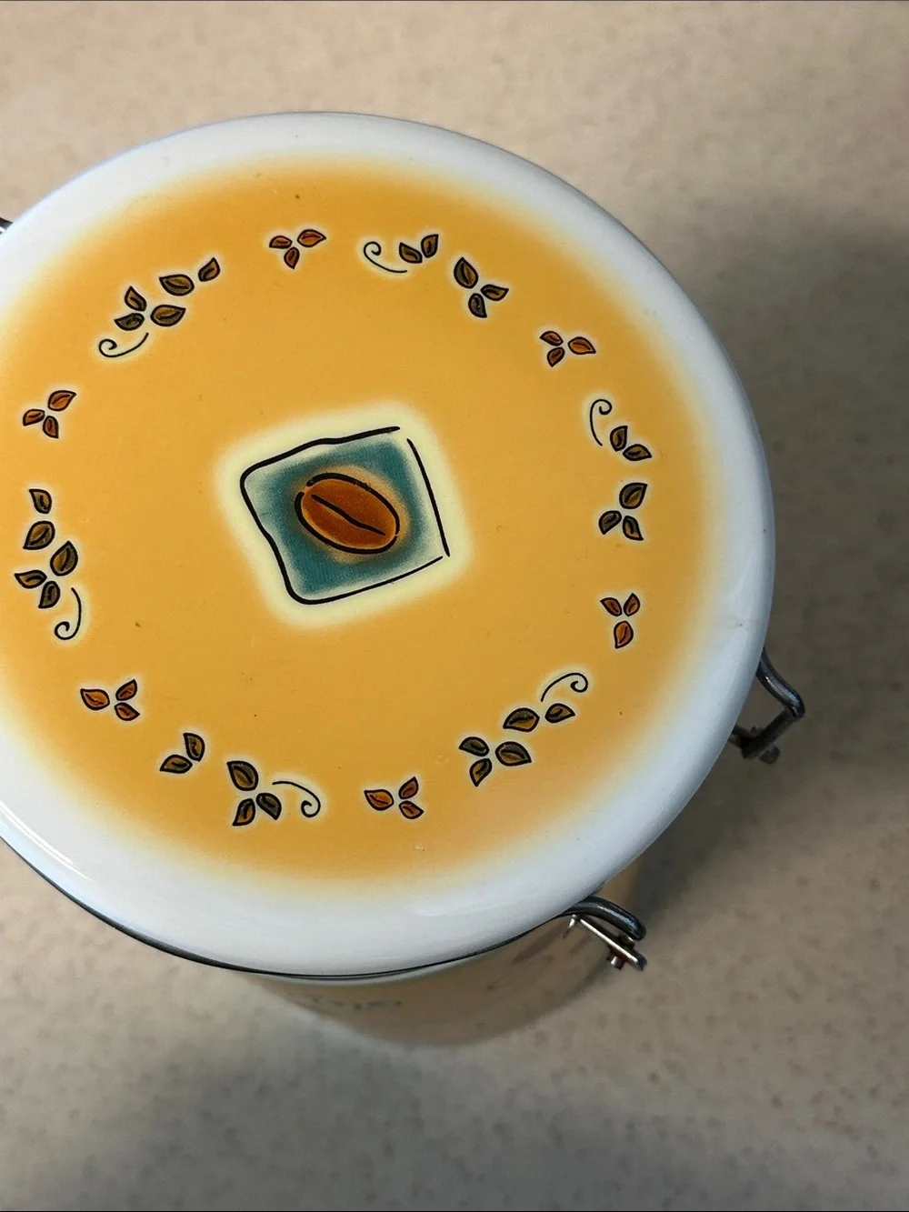 Capuccino Ceramic Coffee Canister and Scoop - Yellow